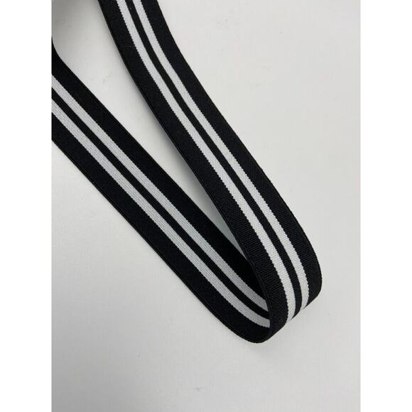 NWT Cole Haan Belt Womens Sz S M Black White Leather Trim Elastic Stretch Buckle - Picture 12 of 16